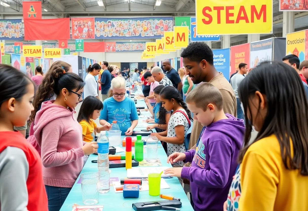 Families participating in STEAM activities at the Richmond County Showcase