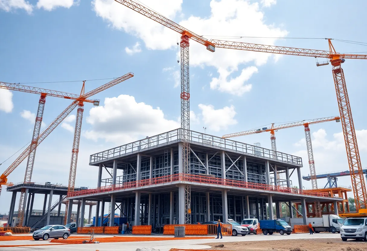 Construction of Rivian's electric vehicle manufacturing facility