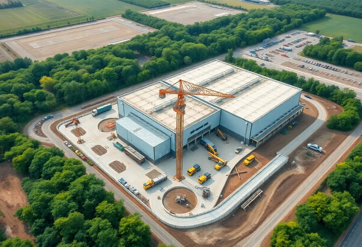 Construction site of Rivian's new electric vehicle plant in Georgia
