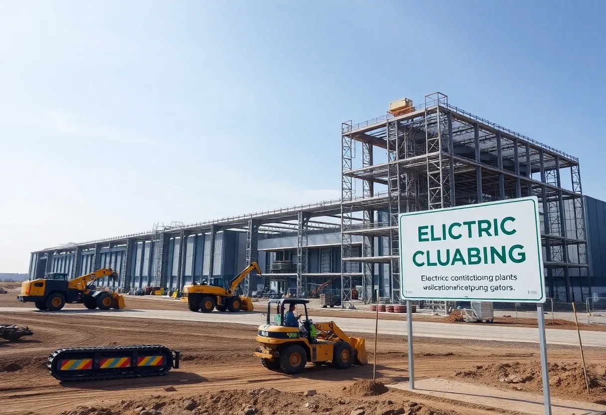 Construction site of Rivian electric vehicle manufacturing plant