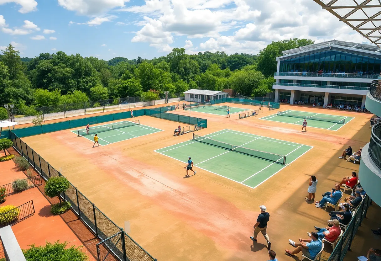View of Rome Tennis Center showcasing multiple tennis courts and spectators