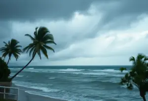 Coastal view during Tropical Storm Imelda
