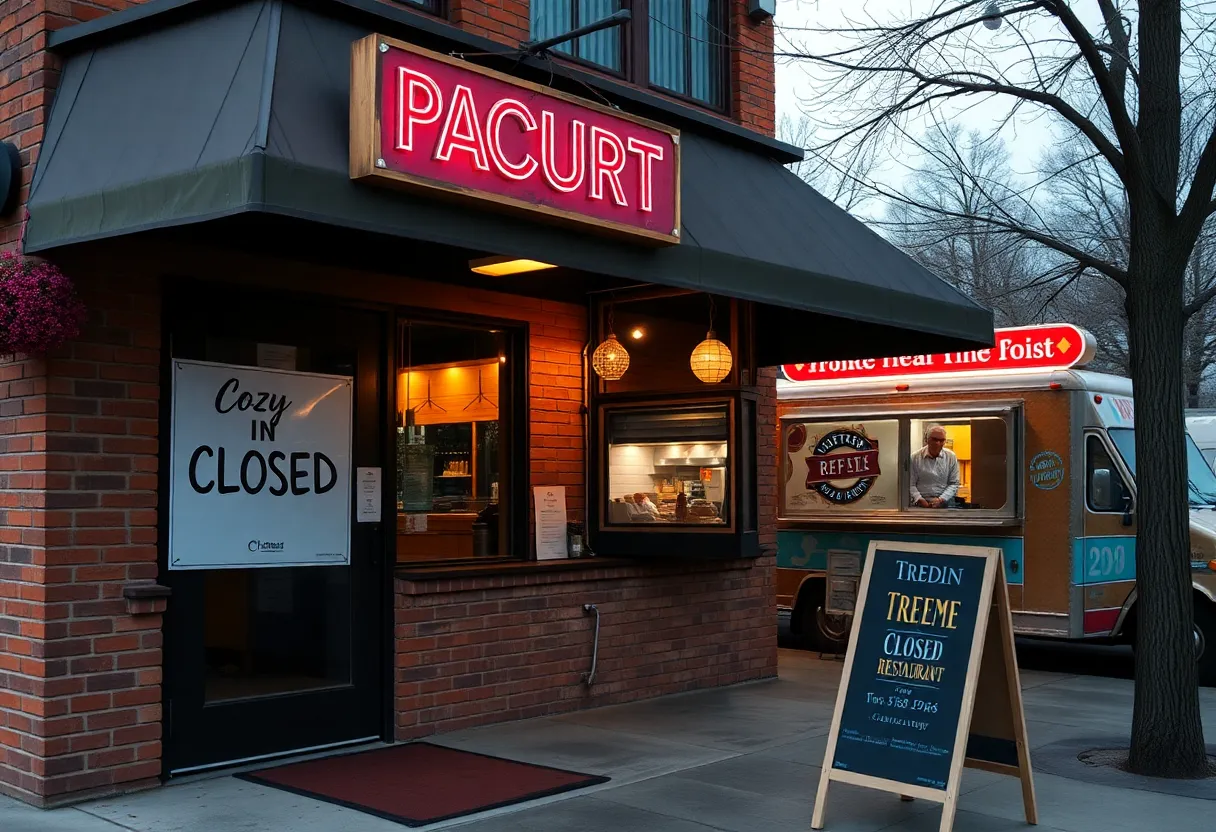 Exterior view of Villa Europa restaurant with a closed sign