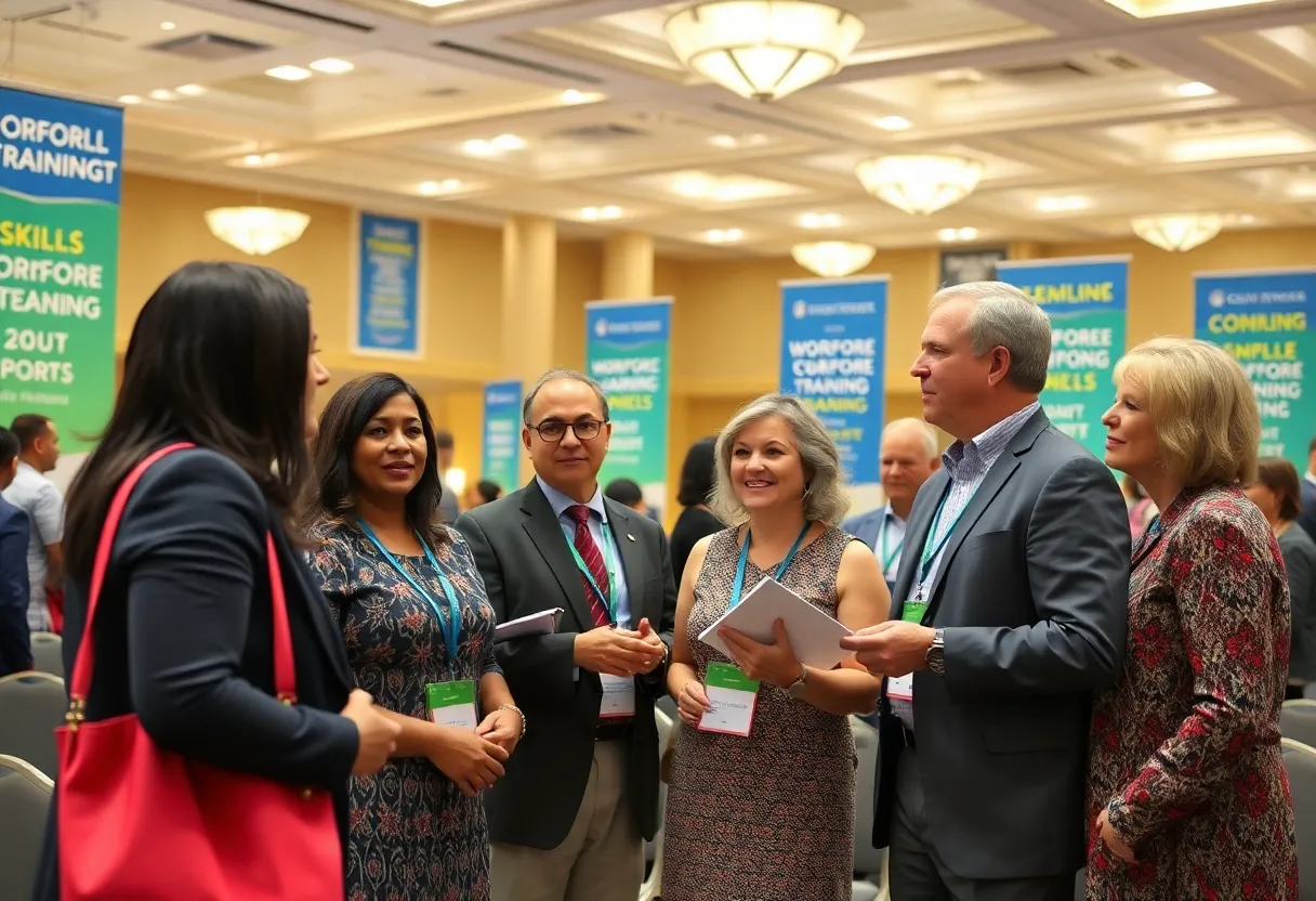 Attendees engage in discussions at a workforce development summit in Georgia