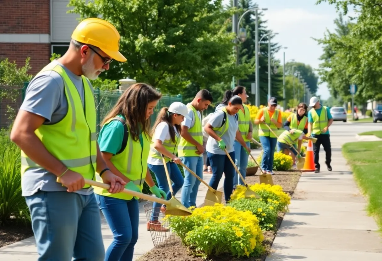 Volunteers participating in Augusta's Operation City Clean-Up, improving the city aesthetics.