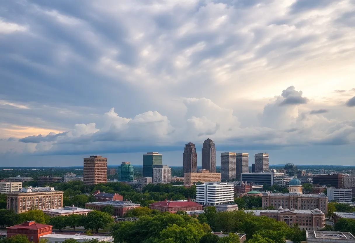 City skyline of Augusta, Georgia with parks and libraries in view