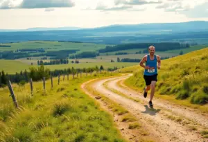 Runners racing on a cross country course in Augusta