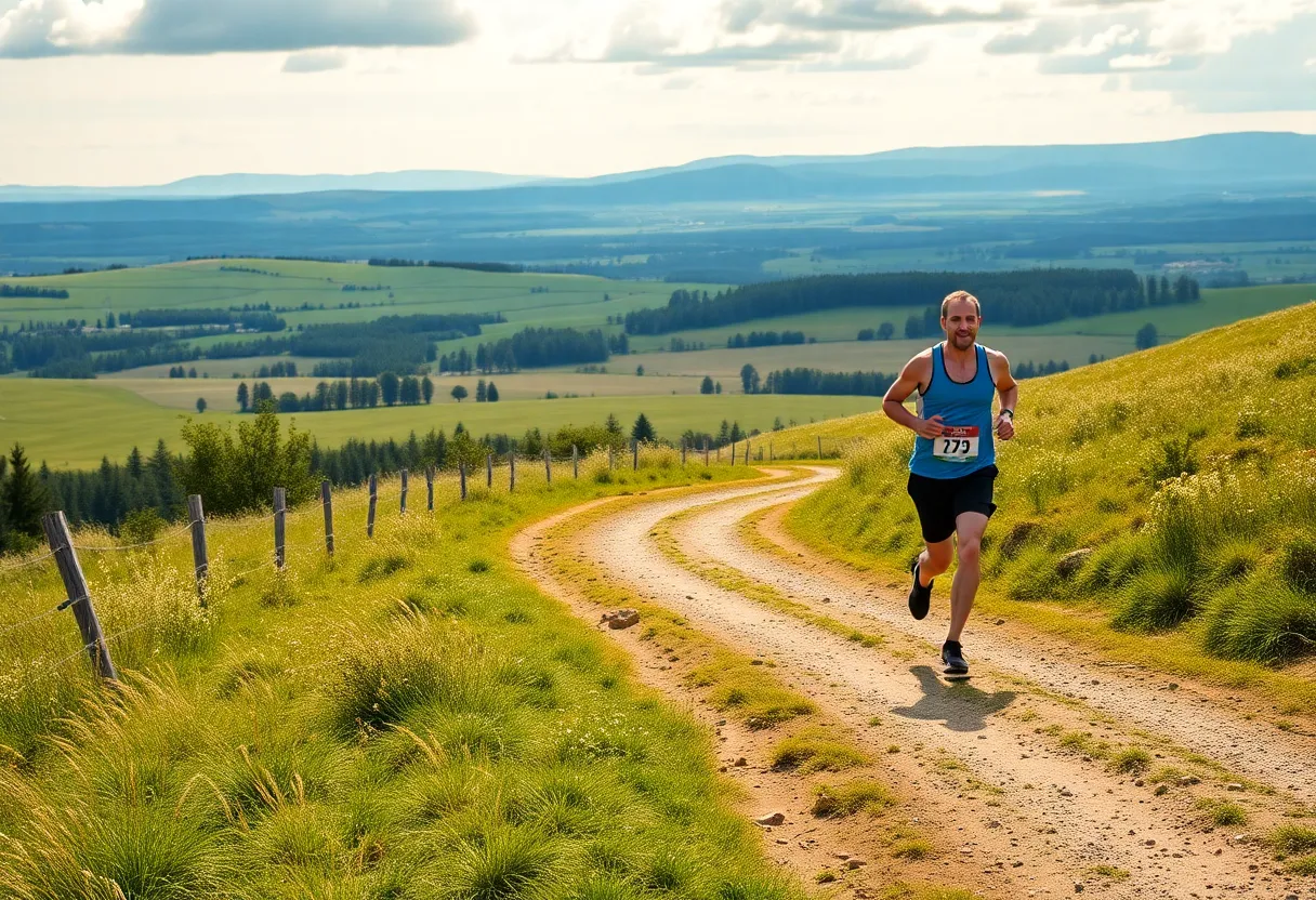 Runners racing on a cross country course in Augusta