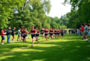 Runners from the Augusta cross country team competing in a race