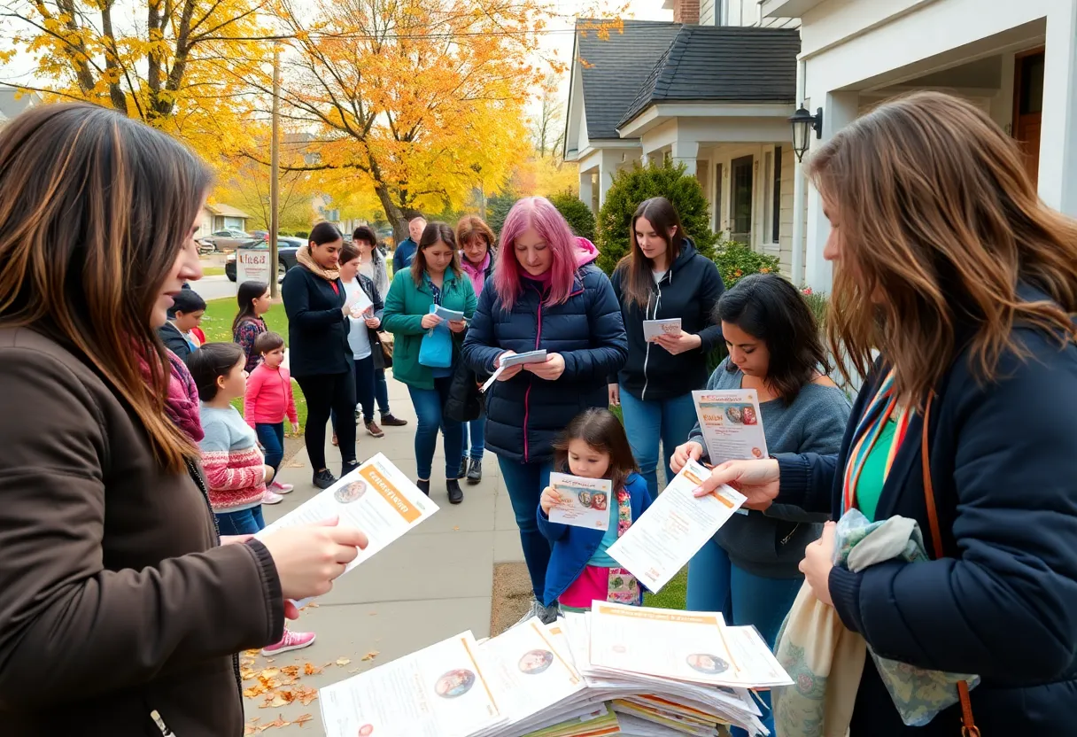 Volunteers distributing flyers in Augusta's fundraising drive against hunger
