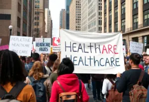 Community members protesting for healthcare rights in Augusta