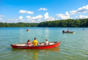 Families enjoying recreational activities by the lake in Augusta, Georgia