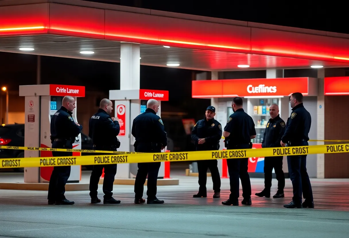 Crime scene at a gas station in Augusta