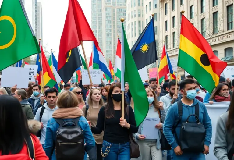 Participants in Augusta protesting during No Kings Day event