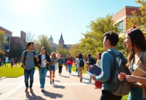 Students at Augusta University engaged in academic and athletic activities on campus.