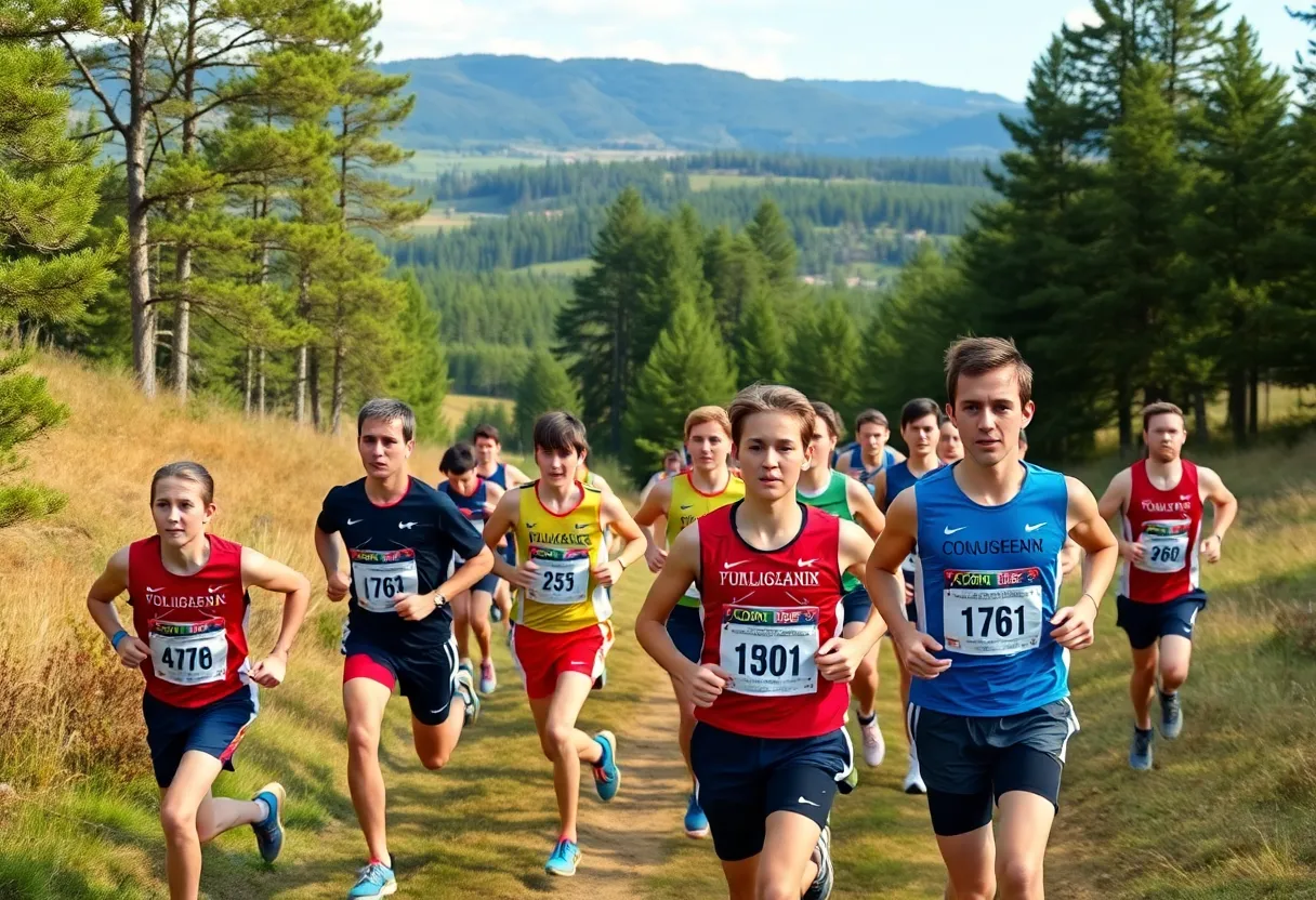 Augusta University cross country runners competing in a race