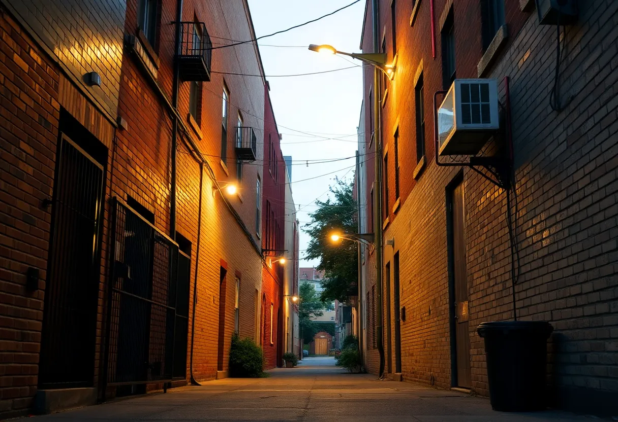 Alley in Augusta with safety measures