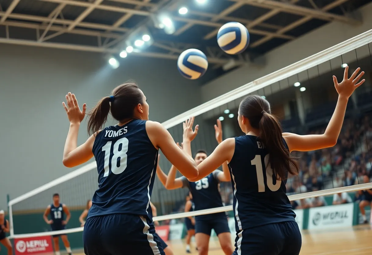 Players from Augusta volleyball team during a match