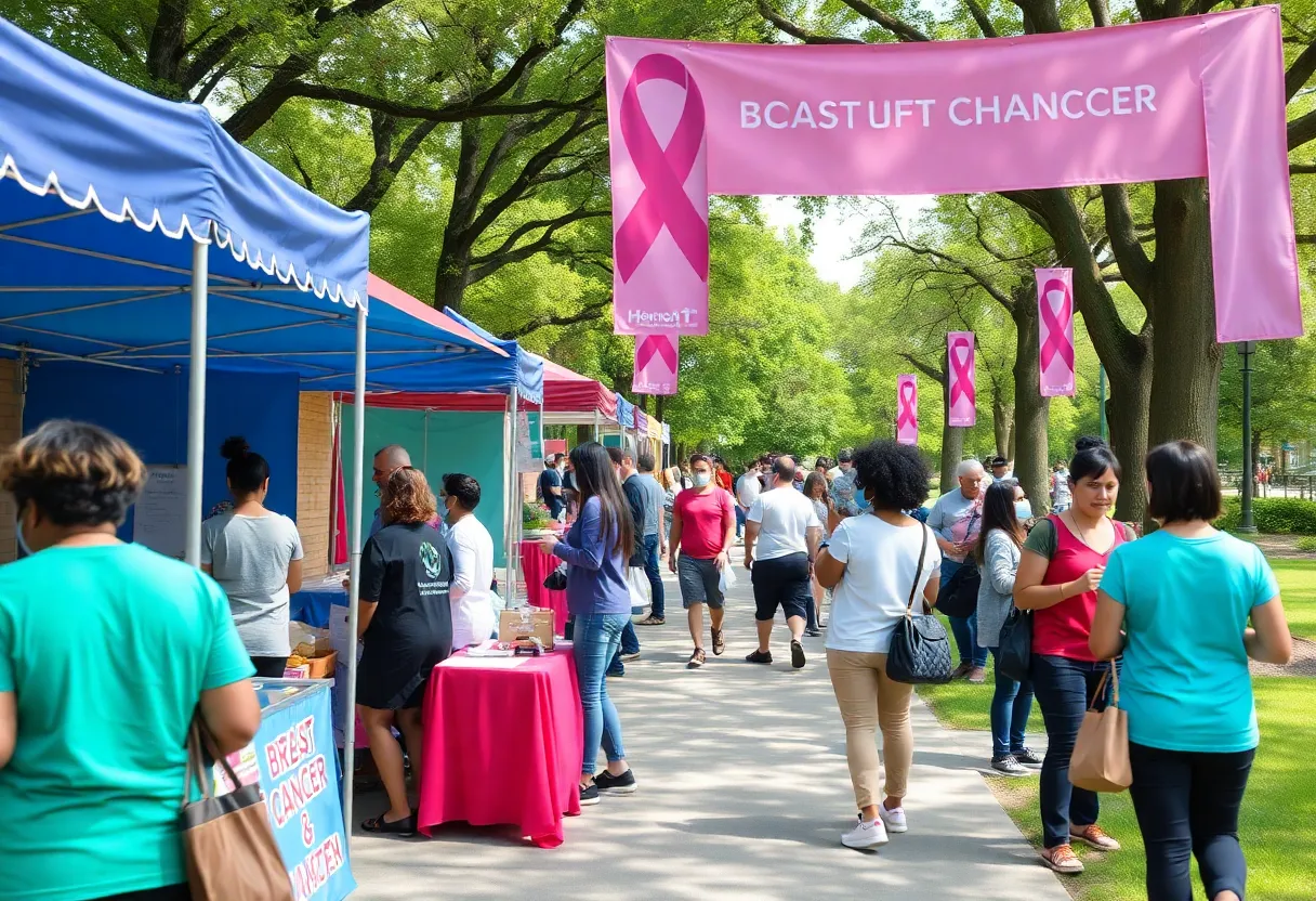 Community members attending the Bethel health fair focused on breast cancer awareness