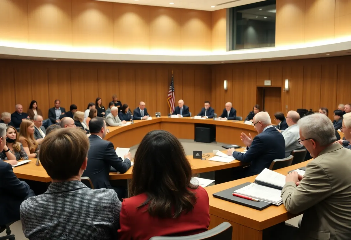 City council members discussing data centers and local ordinances