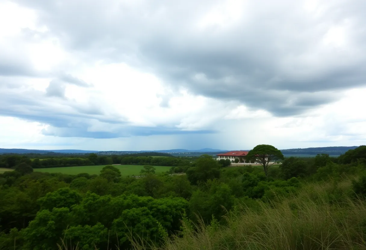 Cloudy skies with a hint of rain over Augusta, GA