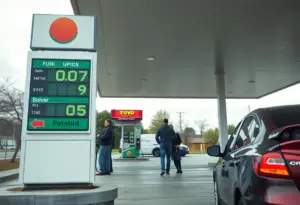 Gas station in Georgia showing lower gas prices