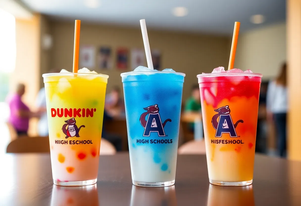 Three Dunkin’ Refreshers representing Augusta high schools