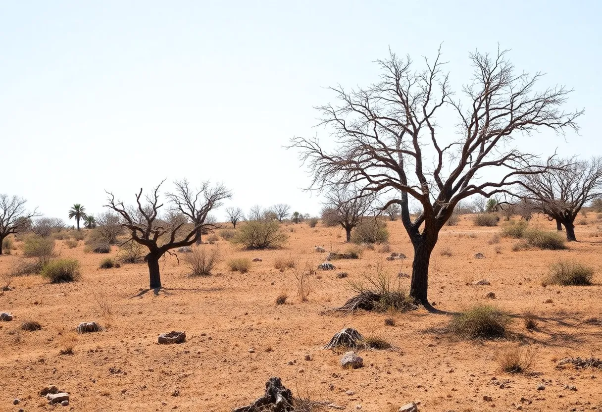 A dry landscape indicating fire danger in South Carolina and Georgia