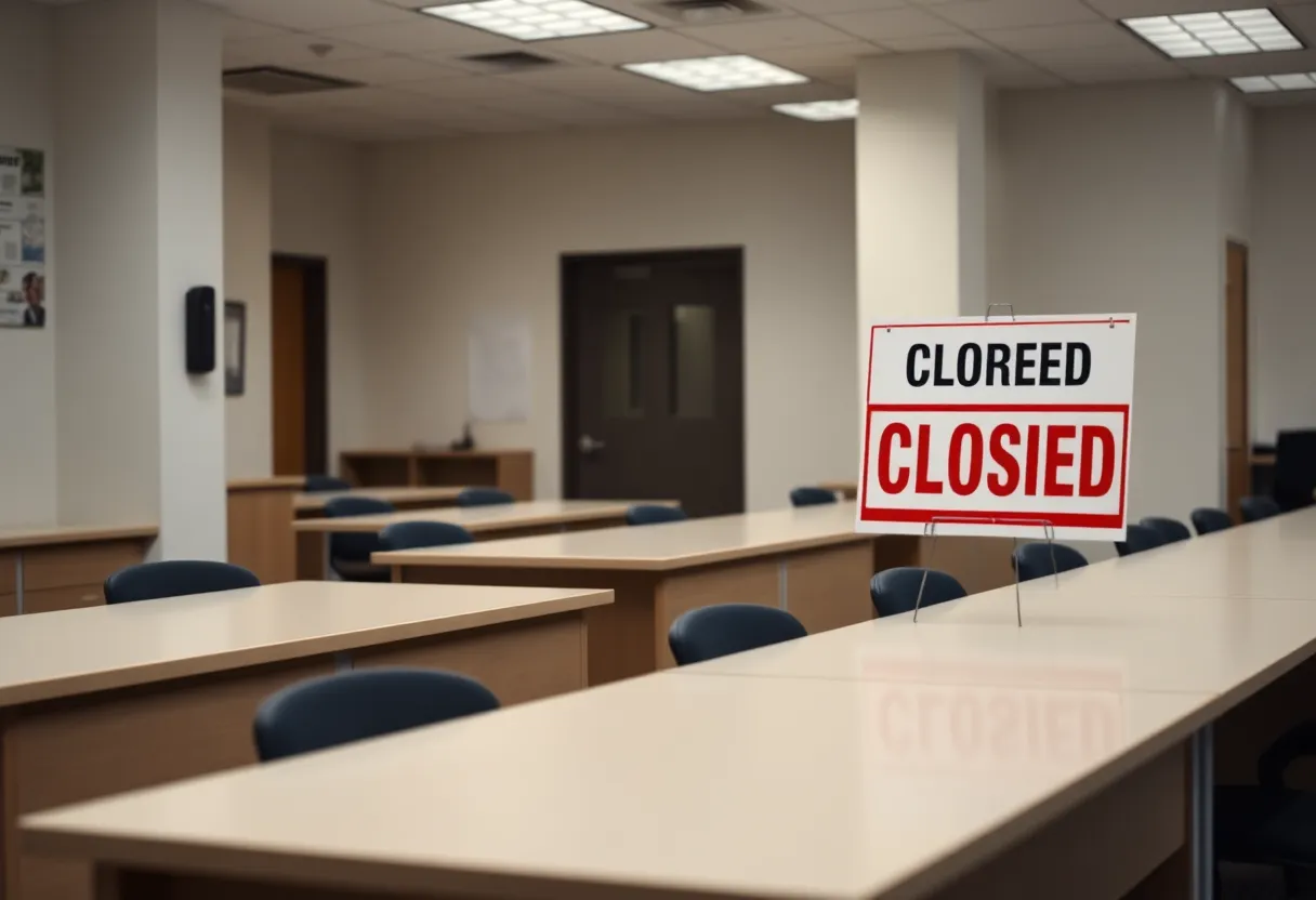 Empty desks symbolizing the federal government shutdown