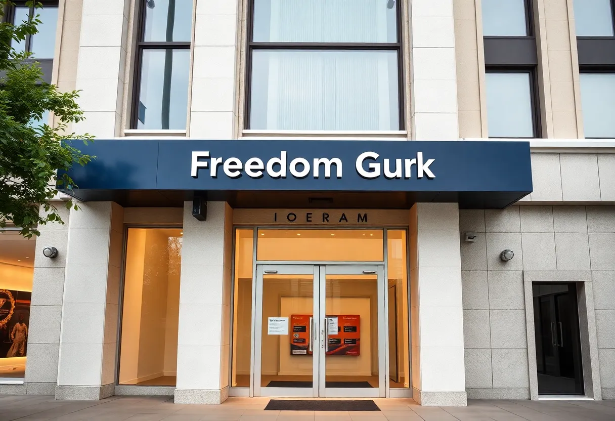 Exterior of Freedom Bank Georgia in Tbilisi
