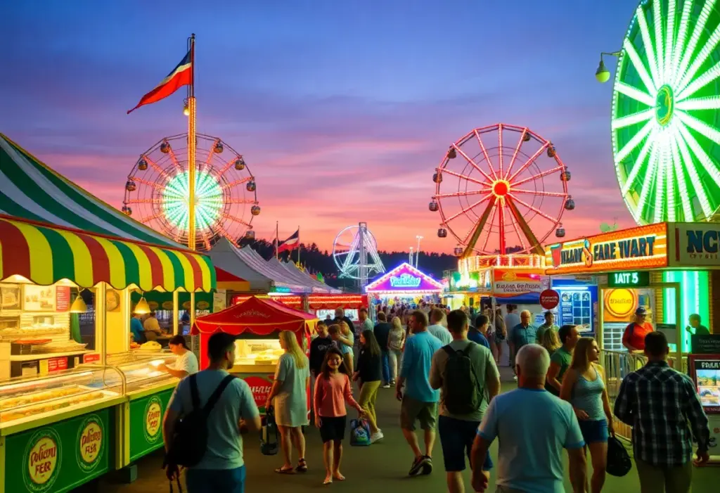 Families enjoying rides at the Georgia-Carolina State Fair