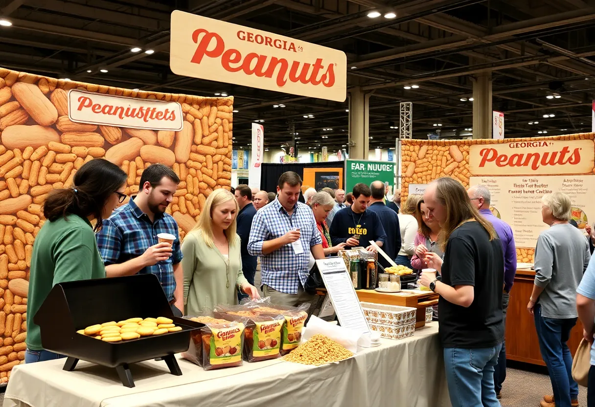 Georgia Peanut Commission booth with visitors engaging in peanut tastings