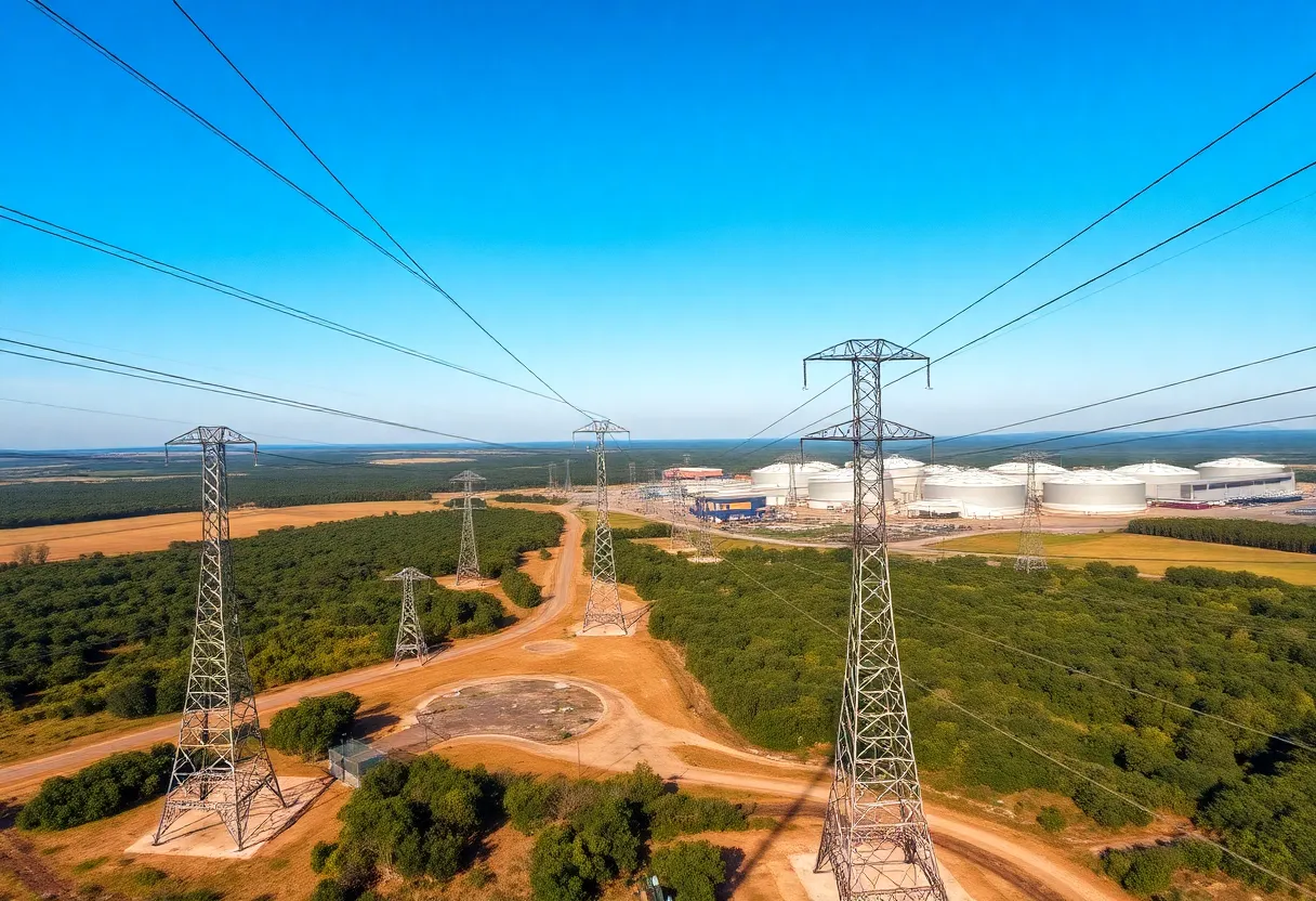 Aerial view of Georgia Power energy infrastructure with data centers