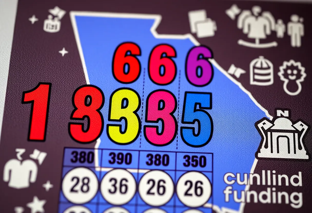 Colorful lottery tickets with winning numbers