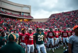 Fans enjoying the Good Trouble Heritage Football Classic at Lucy Craft Laney Stadium.
