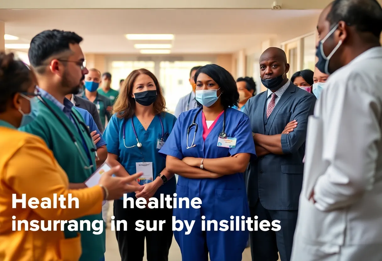 Healthcare workers discussing health insurance issues in Georgia