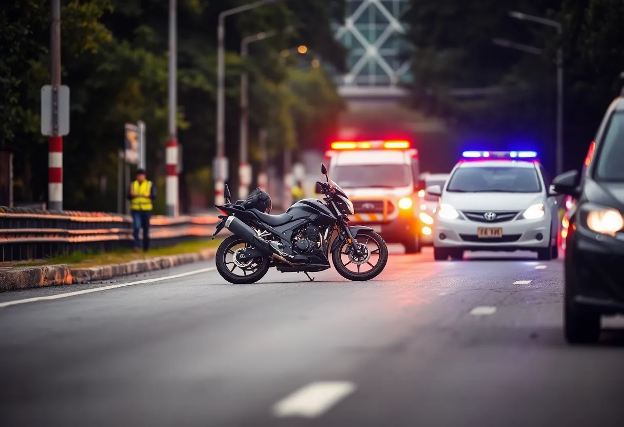 Emergency services at the scene of a motorcycle accident