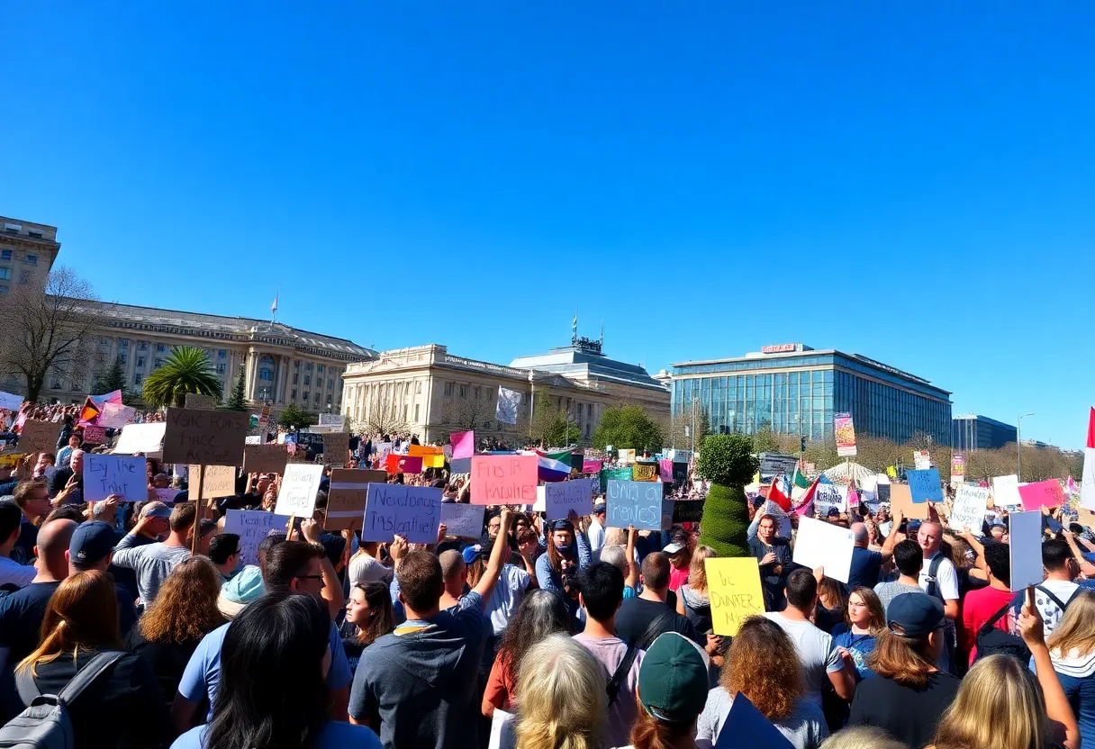 Crowd of protesters at the No Kings rally in Atlanta