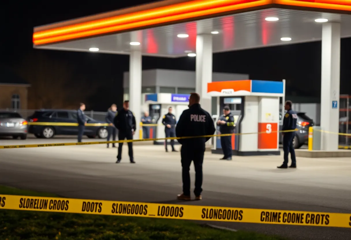 Police activity at a shooting scene at a gas station in North Augusta
