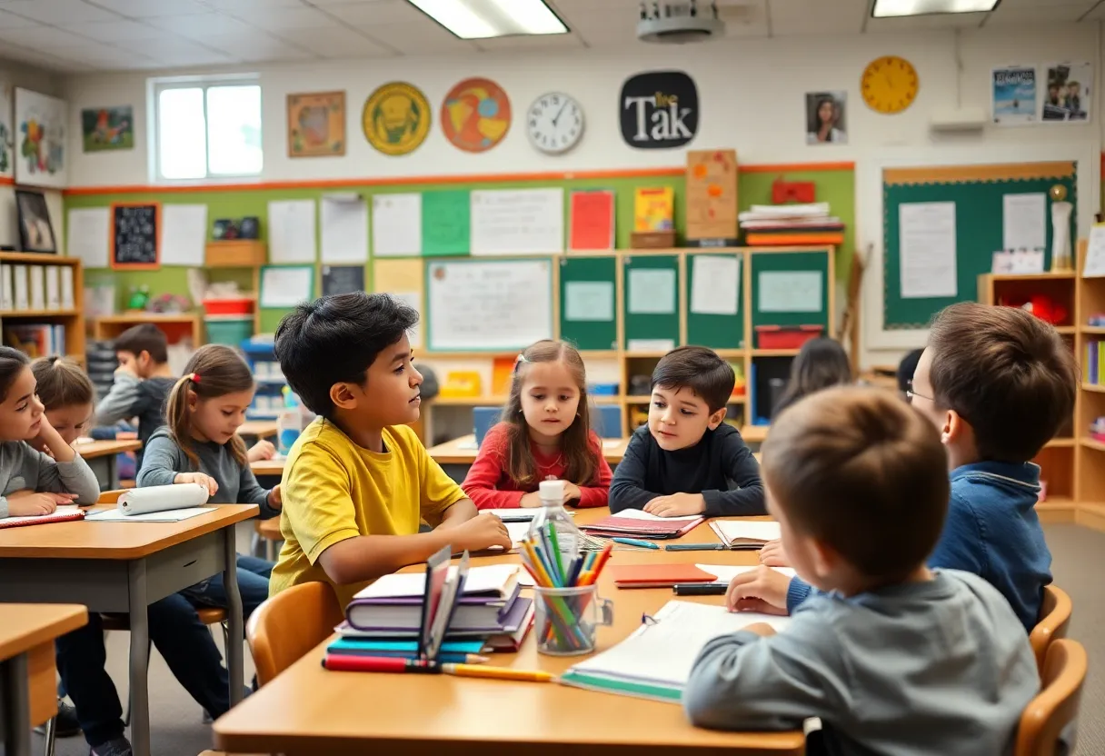 Students engaged in learning in a classroom