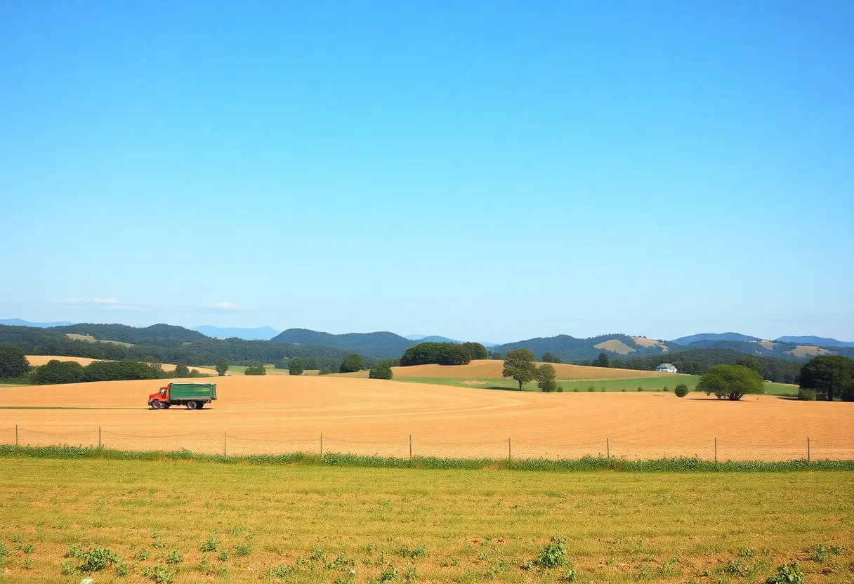 A scenic view of farmland in rural Georgia