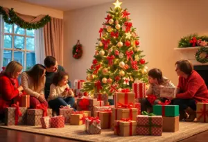 Holiday gifts under a Christmas tree for the Salvation Army Angel Tree program