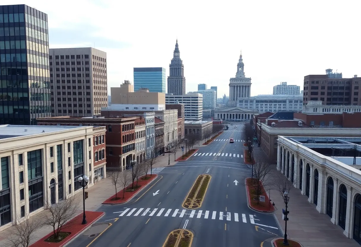 Skyline of Savannah illustrating economic downturn