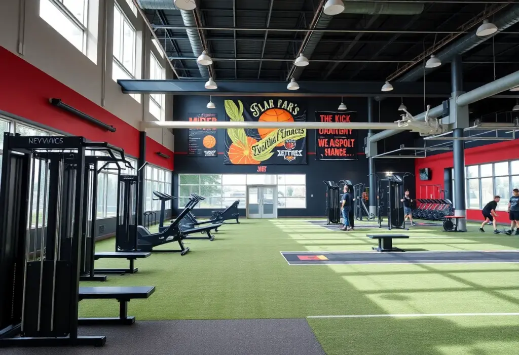 Interior view of Augusta University's new Sports Performance Center featuring advanced training equipment.