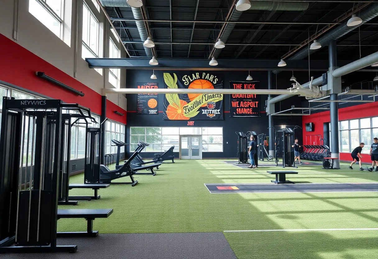 Interior view of Augusta University's new Sports Performance Center featuring advanced training equipment.