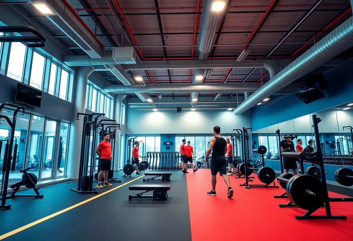 Interior of the Sports Performance Center with athletes training