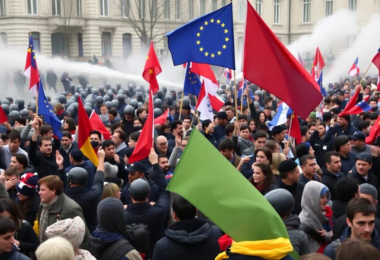 Demonstrators clash with police in Tbilisi during protests