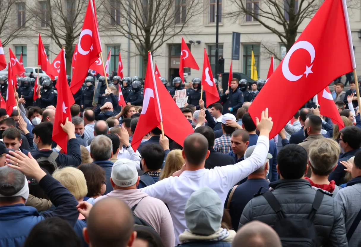 Crowd of protesters in Tbilisi during local elections