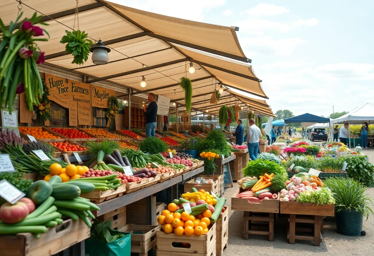 Vendors at Watkinsville Farmers Market displaying fresh produce and artisan products.