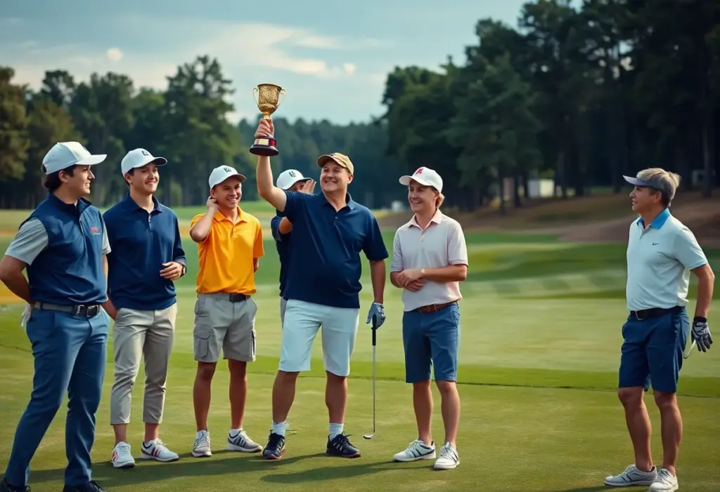 West Laurens Raiders golf team celebrating their historic win